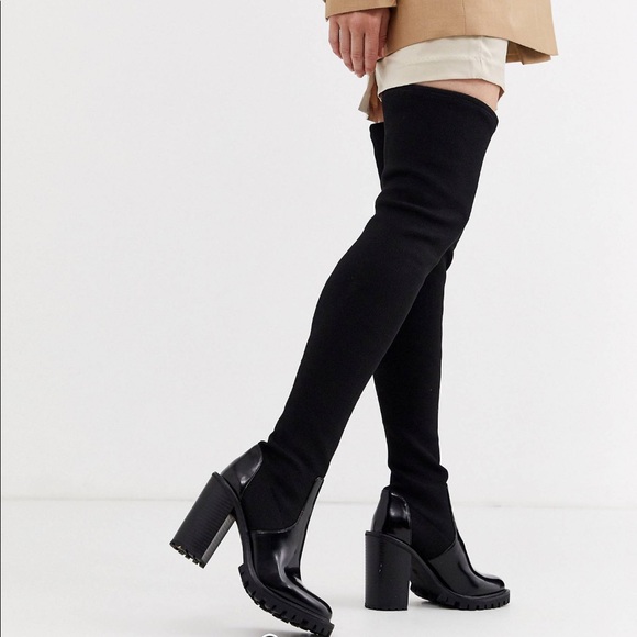 ASOS Shoes - ASOS chunky thigh high black boots